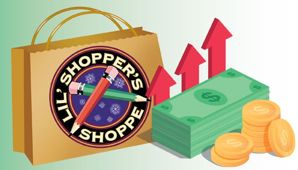 Lil' Shoppers Shoppe bag with increasing money icon